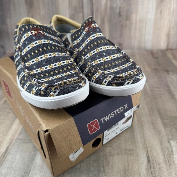 Twisted X Shoes - NEW Twisted X Hooey Women's 10 Aztec Print Slip On Black and Yellow